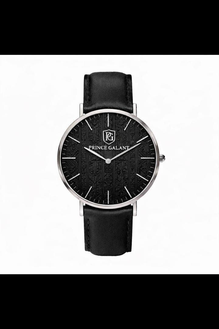 Montre Prince Galant Mystérius, cadran noir, bracelet noir