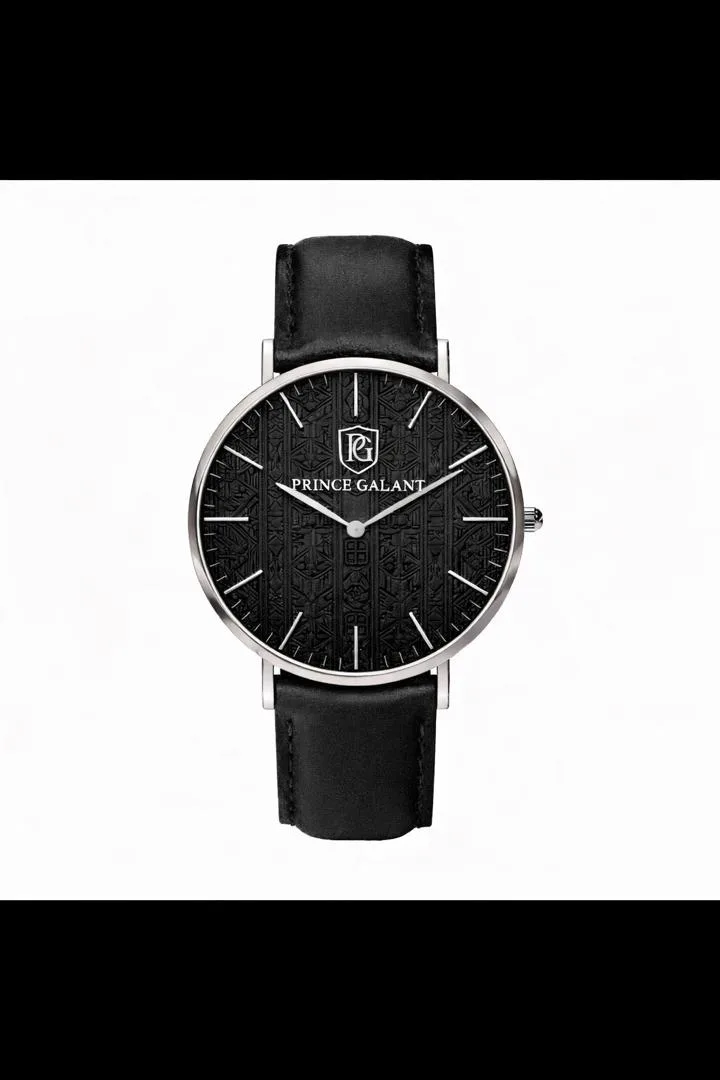 Montre Prince Galant Mystérius, cadran noir, bracelet noir