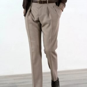 Doppia Piega Taupe, pantalon Prince Galant